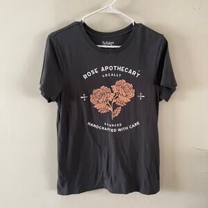 Schitt's Creek Rose Apothecary Graphic T-Shirt Womens Small Black Wash Basic Tee